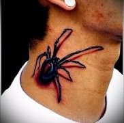 3d татуировка паук на шее мужчины