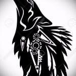 эскиз тату воющий волк №68 - интересный вариант рисунка, который легко можно использовать для преобразования и нанесения как волк воет на луну тату