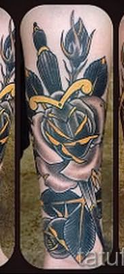 фото тату кинжал и роза пример для статьи про значение татуировки – tatufoto.ru – 7