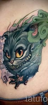 Фото тату Чеширский кот для статьи про значение рисунка татуировки – tatufoto.ru – 59