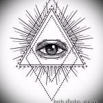 эскиз тату глаз в треугольнике №913 - интересный вариант рисунка, который легко можно использовать для доработки и нанесения как тату глаз в треугольнике с крыльями