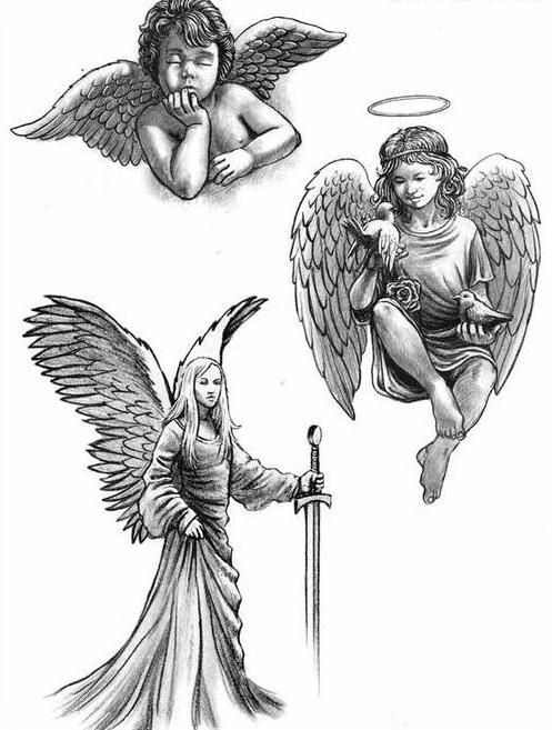 татуировка девушка ангел 