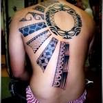 татуировка солнце на половинц спины - узоры ацтеков