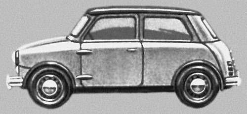 Микроавтомобиль «Мини» (Великобритания) с приводом на передние колёса от поперечно расположенного двигателя. 70-е гг.