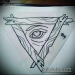 эскиз тату глаз в треугольнике №625 - интересный вариант рисунка, который хорошо можно использовать для доработки и нанесения как тату глаз в треугольнике на ноге
