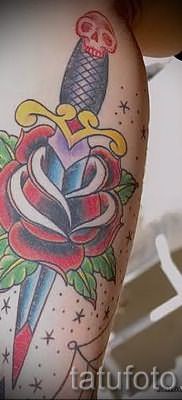 фото тату кинжал и роза пример для статьи про значение татуировки – tatufoto.ru – 18