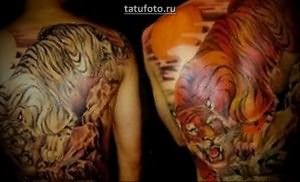 Пример тигра в тату на спину
