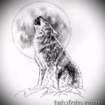эскиз тату воющий волк №941 - эксклюзивный вариант рисунка, который удачно можно использовать для переделки и нанесения как тату воющий волк на предплечье