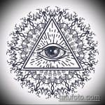 эскиз тату глаз в треугольнике №85 - классный вариант рисунка, который успешно можно использовать для доработки и нанесения как тату глаз в треугольнике с розами