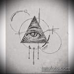 эскиз тату глаз в треугольнике №96 - достойный вариант рисунка, который хорошо можно использовать для переработки и нанесения как тату глаз в треугольнике на шее