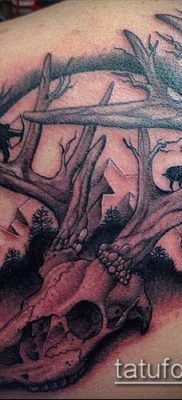 фото тату олень с рогами (tattoo) (значение) – пример рисунка – 015 tatufoto.com