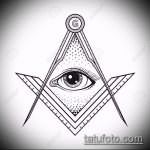 эскиз тату глаз в треугольнике №133 - крутой вариант рисунка, который хорошо можно использовать для переделки и нанесения как тату глаз в треугольнике на затылке