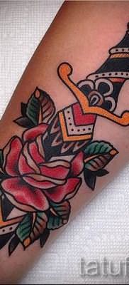 фото тату кинжал и роза пример для статьи про значение татуировки – tatufoto.ru – 13