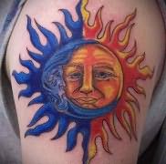 татуировка солнце и месяц
