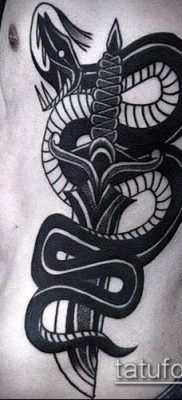 тату меч и змея №909 – крутой вариант рисунка, который легко можно использовать для преобразования и нанесения как Tattoo sword and snake