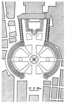 Площадь св. Петра в Риме. 1657—63. Архитектор Л. Бернини. План.
