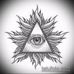 эскиз тату глаз в треугольнике №428 - крутой вариант рисунка, который успешно можно использовать для переделки и нанесения как тату глаз в треугольнике на затылке