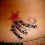 татуировка красная звезда и надпись