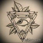 эскиз тату глаз в треугольнике №168 - прикольный вариант рисунка, который легко можно использовать для переработки и нанесения как тату глаз в треугольнике и цветы