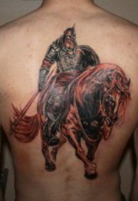 Эскиз мужской славянской татуировки Воин на всю спину
