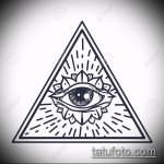 эскиз тату глаз в треугольнике №885 - достойный вариант рисунка, который удачно можно использовать для преобразования и нанесения как тату глаз в треугольнике на шее