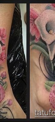 тату каллы №171 – интересный вариант рисунка, который удачно можно использовать для переделки и нанесения как Tattoo calla