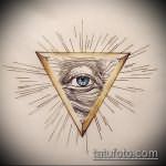 эскиз тату глаз в треугольнике №453 - достойный вариант рисунка, который легко можно использовать для преобразования и нанесения как тату глаз в треугольнике на шее