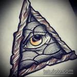 эскиз тату глаз в треугольнике №43 - эксклюзивный вариант рисунка, который удачно можно использовать для переделки и нанесения как тату глаз в треугольнике на запястье