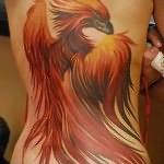 значение татуировки феникс на спине девушки