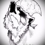 эскиз тату воющий волк №337 - интересный вариант рисунка, который хорошо можно использовать для переделки и нанесения как тату воющий волк на предплечье