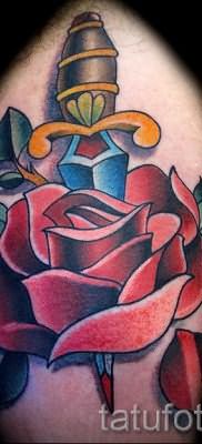фото тату кинжал и роза пример для статьи про значение татуировки – tatufoto.ru – 4