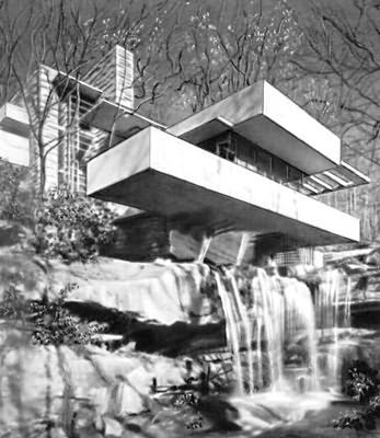 Ф. Л. Райт. Дом Кауфмана («Дом над водопадом») в Бер-Ране. США. 1936.