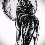 эскиз тату воющий волк №771 - интересный вариант рисунка, который легко можно использовать для доработки и нанесения как тату воющий волк на спине